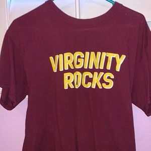 maroon virginity rocks shirt